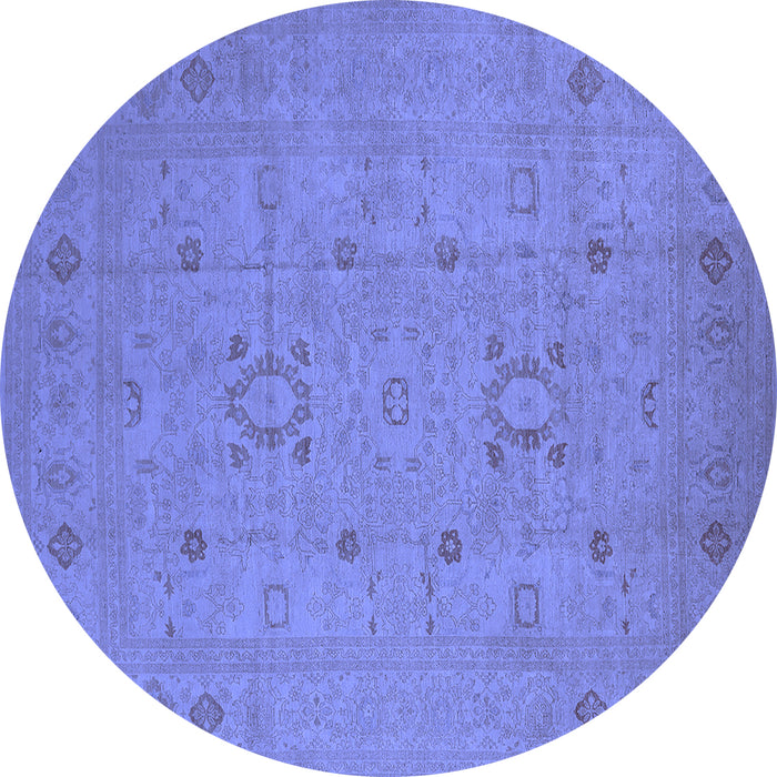 Round Oriental Blue Industrial Rug, urb670blu