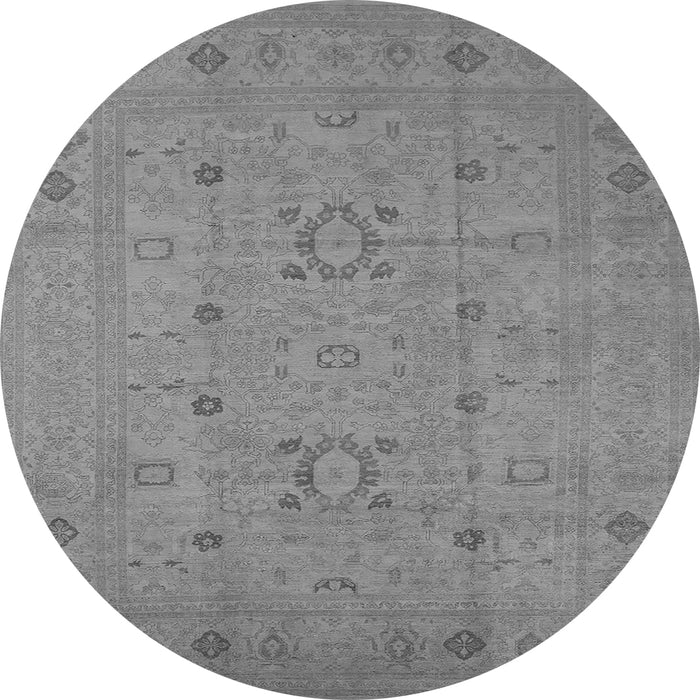 Round Machine Washable Oriental Gray Industrial Rug, wshurb670gry