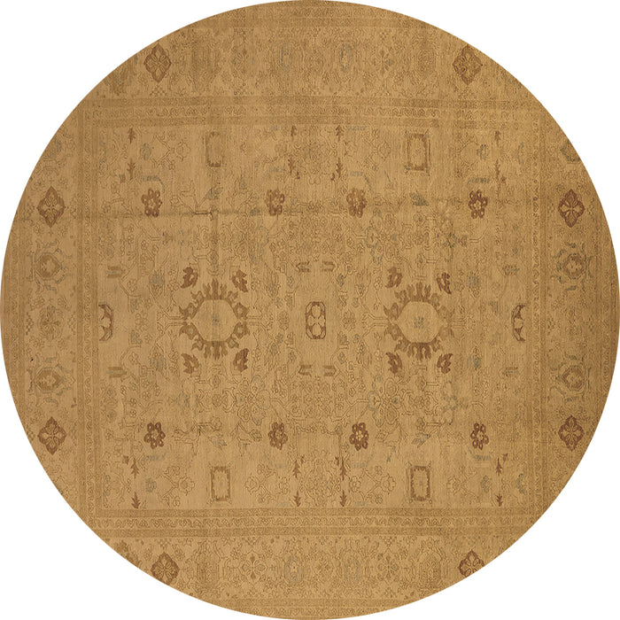 Round Oriental Brown Industrial Rug, urb670brn