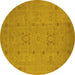 Round Oriental Yellow Industrial Rug, urb670yw