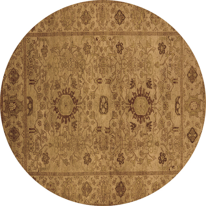Round Oriental Brown Industrial Rug, urb671brn