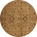 Round Oriental Brown Industrial Rug, urb671brn