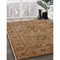 Mid-Century Modern Mahogany Brown Oriental Rug, urb671