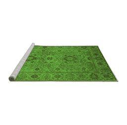 Sideview of Machine Washable Oriental Green Industrial Area Rugs, wshurb671grn