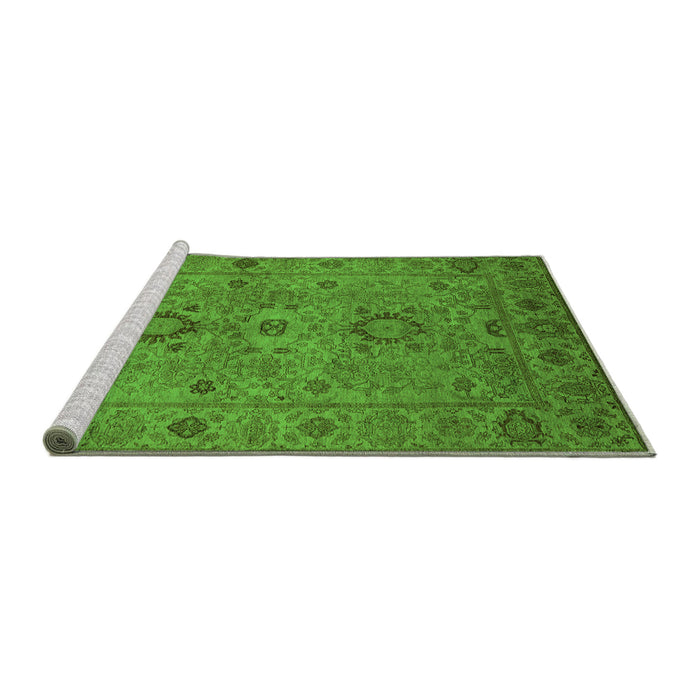 Sideview of Machine Washable Oriental Green Industrial Area Rugs, wshurb671grn