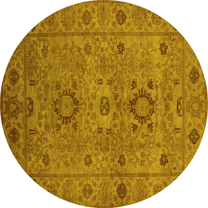 Round Oriental Yellow Industrial Rug, urb671yw