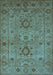 Machine Washable Oriental Light Blue Industrial Rug, wshurb671lblu