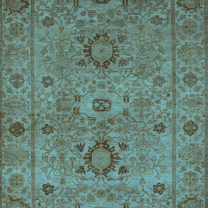 Machine Washable Oriental Light Blue Industrial Rug, wshurb671lblu