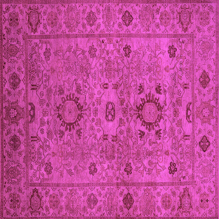 Square Machine Washable Oriental Pink Industrial Rug, wshurb671pnk