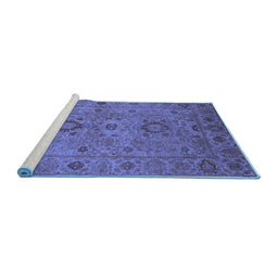 Sideview of Machine Washable Oriental Blue Industrial Rug, wshurb671blu