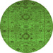 Round Oriental Green Industrial Rug, urb671grn