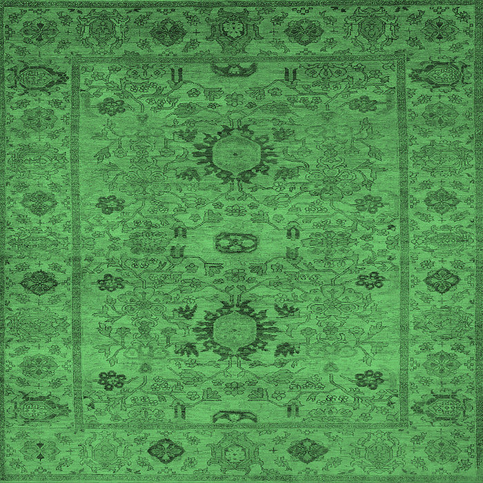 Square Machine Washable Oriental Emerald Green Industrial Area Rugs, wshurb671emgrn