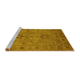 Sideview of Machine Washable Oriental Yellow Industrial Rug, wshurb671yw