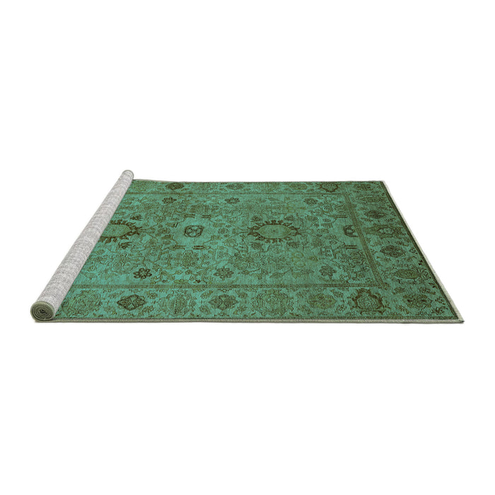 Sideview of Machine Washable Oriental Turquoise Industrial Area Rugs, wshurb671turq