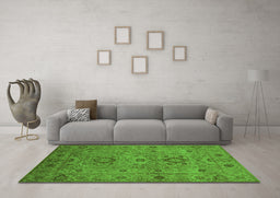 Machine Washable Oriental Green Industrial Area Rugs in a Living Room,, wshurb671grn
