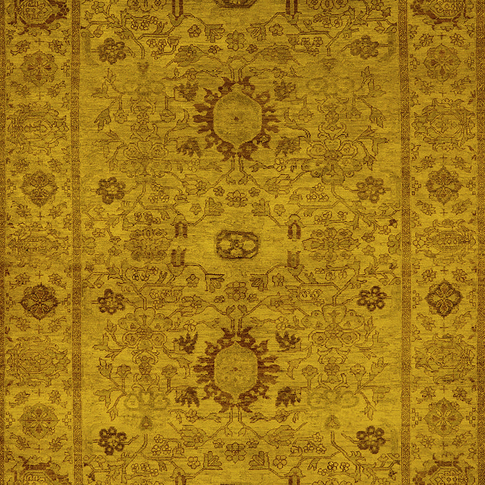 Machine Washable Oriental Yellow Industrial Rug, wshurb671yw