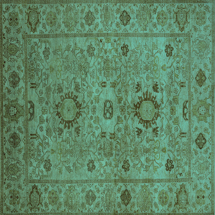 Square Oriental Turquoise Industrial Rug, urb671turq