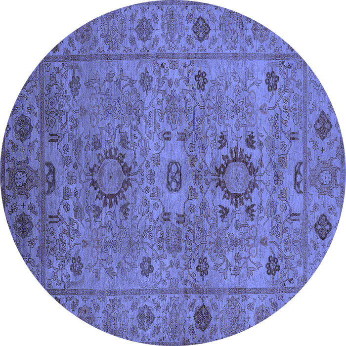 Round Oriental Blue Industrial Rug, urb671blu