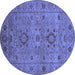 Round Oriental Blue Industrial Rug, urb671blu