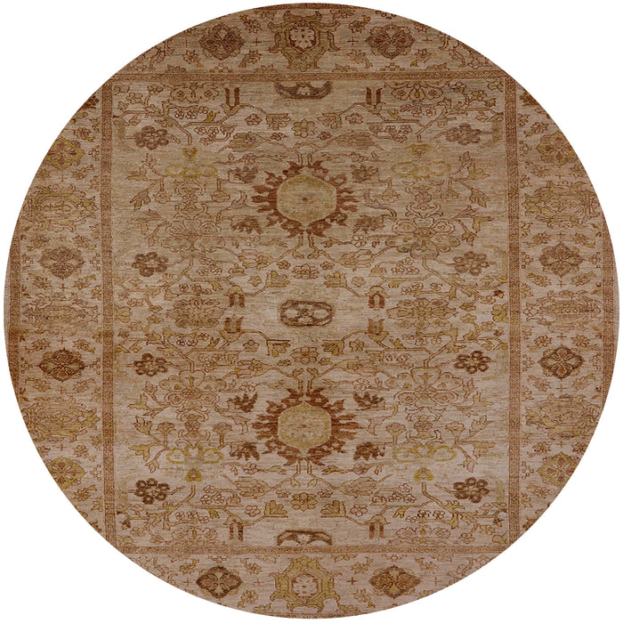 Round Mid-Century Modern Mahogany Brown Oriental Rug, urb671