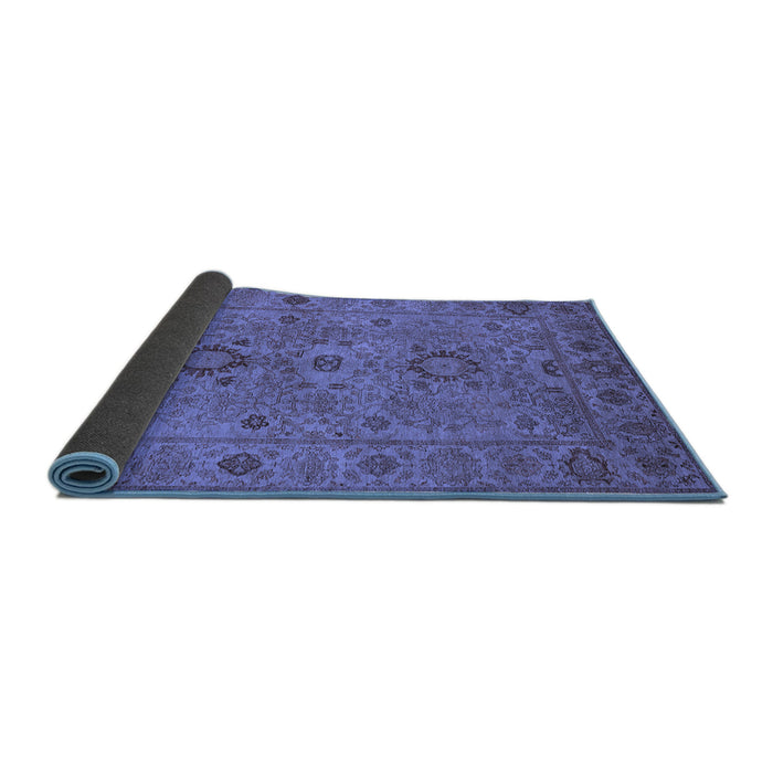Sideview of Oriental Blue Industrial Rug, urb671blu