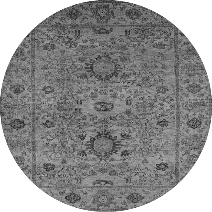 Round Machine Washable Oriental Gray Industrial Rug, wshurb671gry