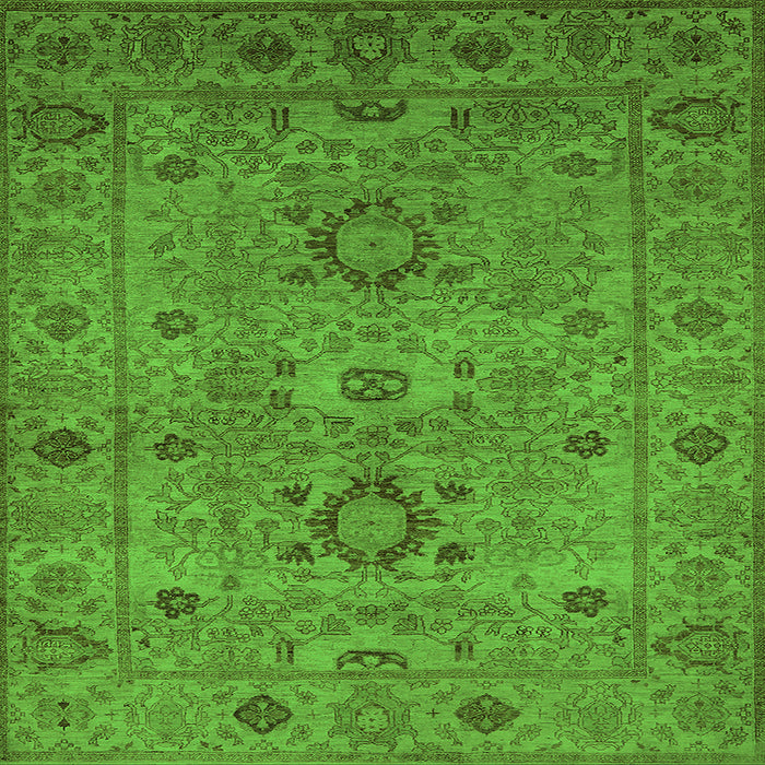 Square Machine Washable Oriental Green Industrial Area Rugs, wshurb671grn