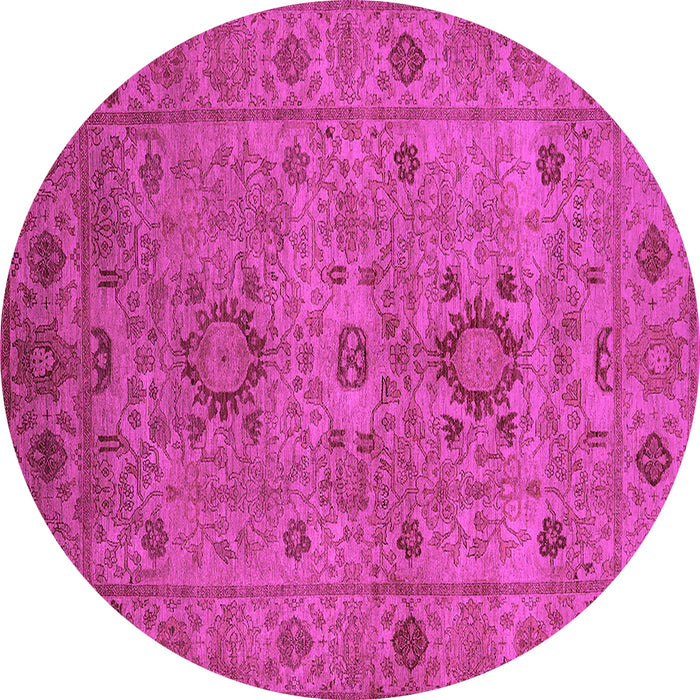 Round Machine Washable Oriental Pink Industrial Rug, wshurb671pnk