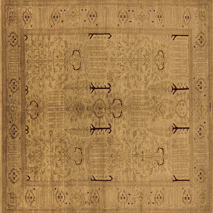 Square Machine Washable Oriental Brown Industrial Rug, wshurb672brn