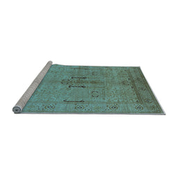 Sideview of Machine Washable Oriental Light Blue Industrial Rug, wshurb672lblu