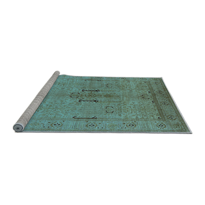 Sideview of Machine Washable Oriental Light Blue Industrial Rug, wshurb672lblu