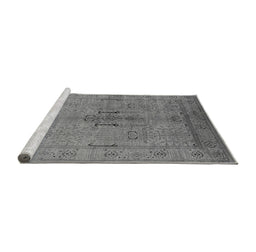 Sideview of Machine Washable Oriental Gray Industrial Rug, wshurb672gry