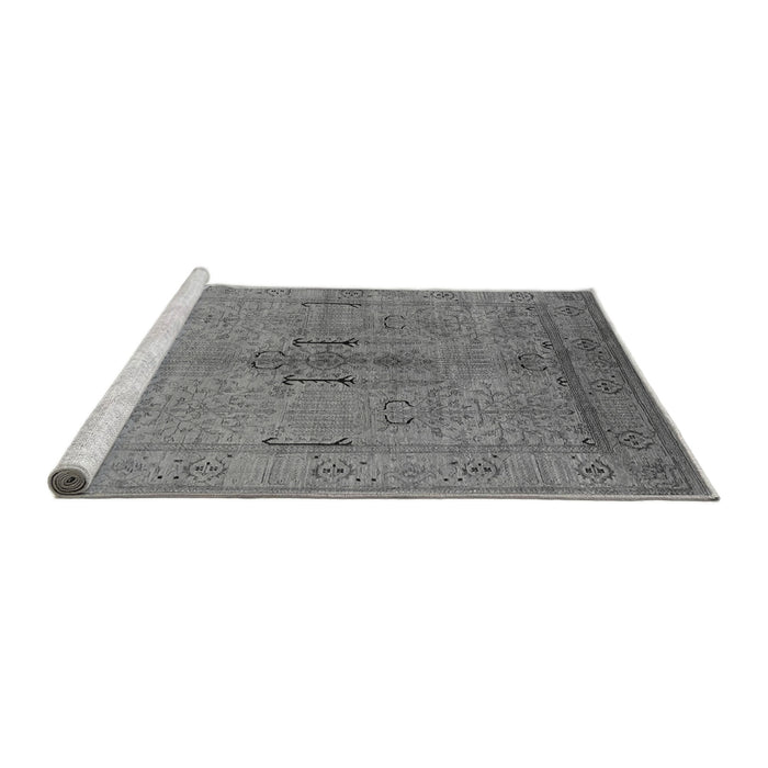 Sideview of Machine Washable Oriental Gray Industrial Rug, wshurb672gry