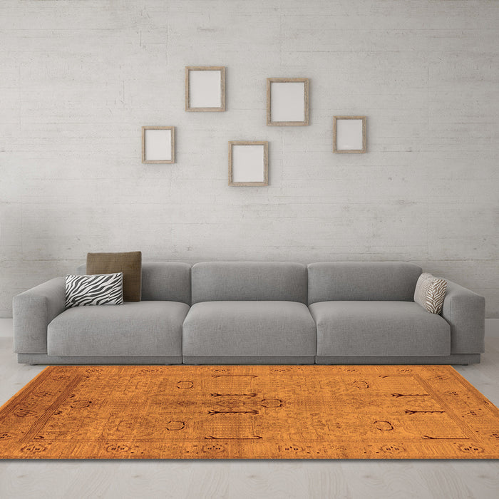 Machine Washable Oriental Orange Industrial Area Rugs in a Living Room, wshurb672org