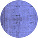 Round Oriental Blue Industrial Rug, urb672blu