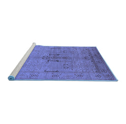 Sideview of Machine Washable Oriental Blue Industrial Rug, wshurb672blu