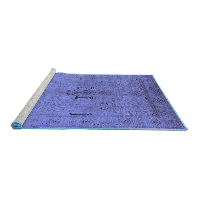 Sideview of Machine Washable Oriental Blue Industrial Rug, wshurb672blu
