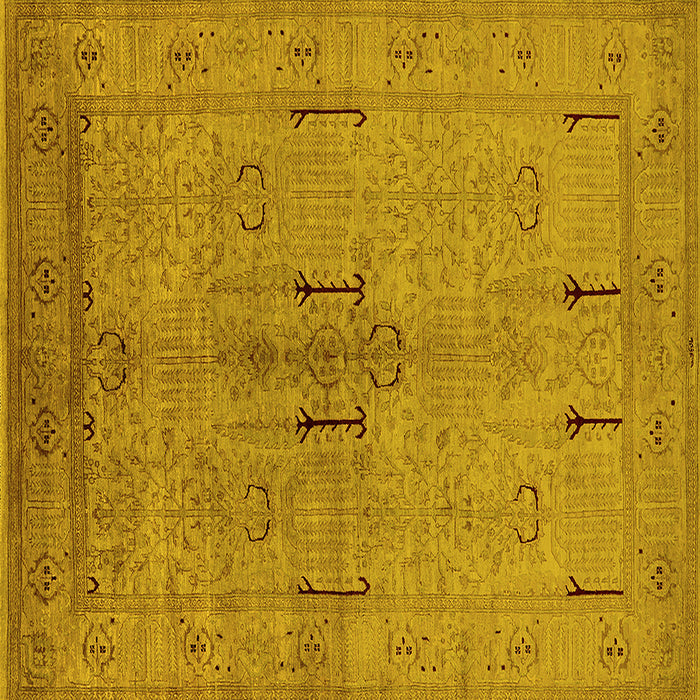 Square Oriental Yellow Industrial Rug, urb672yw
