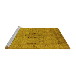Sideview of Machine Washable Oriental Yellow Industrial Rug, wshurb672yw