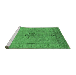 Sideview of Machine Washable Oriental Emerald Green Industrial Area Rugs, wshurb672emgrn