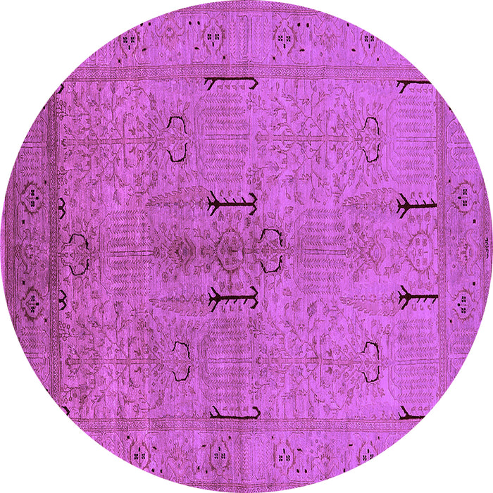 Round Machine Washable Oriental Purple Industrial Area Rugs, wshurb672pur