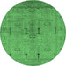 Round Oriental Emerald Green Industrial Rug, urb672emgrn