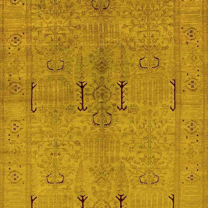 Machine Washable Oriental Yellow Industrial Rug, wshurb672yw