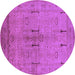 Round Oriental Purple Industrial Rug, urb672pur