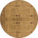 Round Oriental Brown Industrial Rug, urb672brn