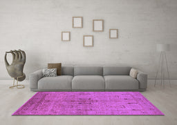 Machine Washable Oriental Purple Industrial Area Rugs in a Living Room, wshurb672pur