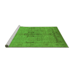 Sideview of Machine Washable Oriental Green Industrial Area Rugs, wshurb672grn