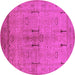 Round Oriental Pink Industrial Rug, urb672pnk