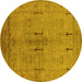 Round Oriental Yellow Industrial Rug, urb672yw