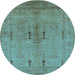 Round Oriental Light Blue Industrial Rug, urb672lblu